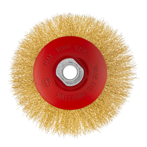 Щетка для УШМ, 125 мм, М14, "тарелка", латунированная витая проволока Matrix по ценам производителя в Краснодаре с доставкой по всей России