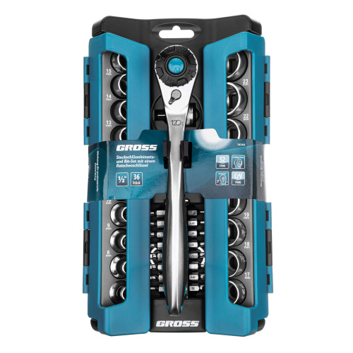 Набор торцевых головок, трещотка 120 зубьев, 1/2", CrV, 36 предметов Gross по ценам производителя в Краснодаре с доставкой по всей России