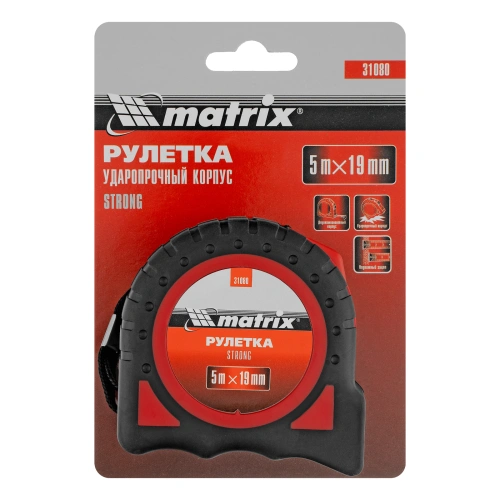 Рулетка Strong,5 м х 19 мм,обрезиненный корпус Matrix по ценам производителя в Краснодаре с доставкой по всей России