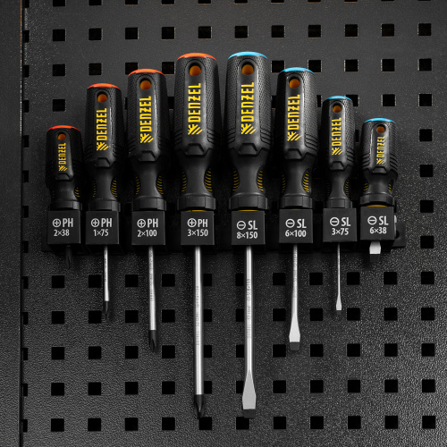 Набор отверток на полке, 8 шт., PH+SL, S2, 3к рукоятка Denzel по ценам производителя в Краснодаре с доставкой по всей России