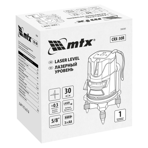 Лазерный уровень CRX-30R, 30 м, красный луч, батарейки, резьба 5/8" MTX по ценам производителя в Краснодаре с доставкой по всей России