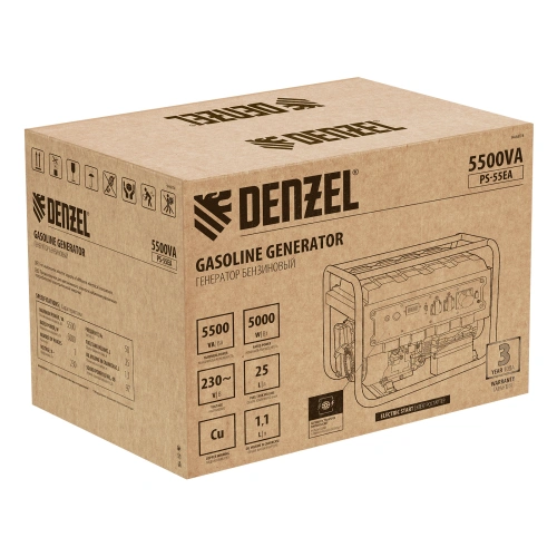 Генератор бензиновый PS 55 EA, 5.5 кВт, 230 В, 25 л, коннектор автоматики, электростартер Denzel по ценам производителя в Краснодаре с доставкой по всей России