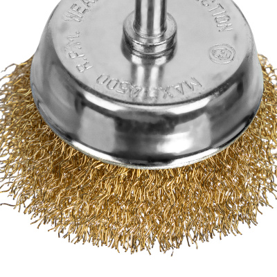 Щетка для дрели, 65 мм, "чашка" со шпилькой, латунированная витая проволока Matrix по ценам производителя в Краснодаре с доставкой по всей России