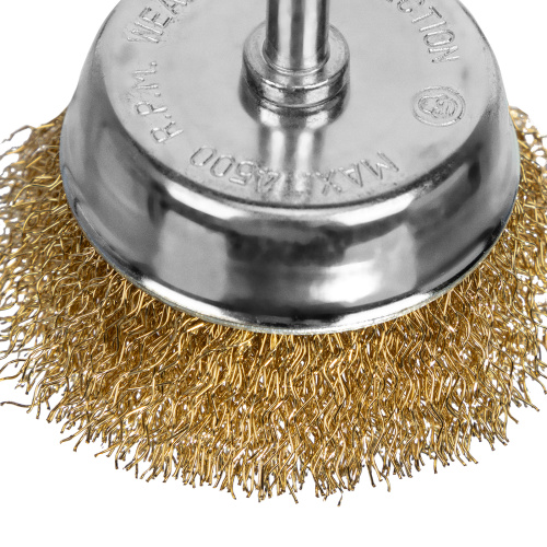 Щетка для дрели, 65 мм, "чашка" со шпилькой, латунированная витая проволока Matrix по ценам производителя в Краснодаре с доставкой по всей России