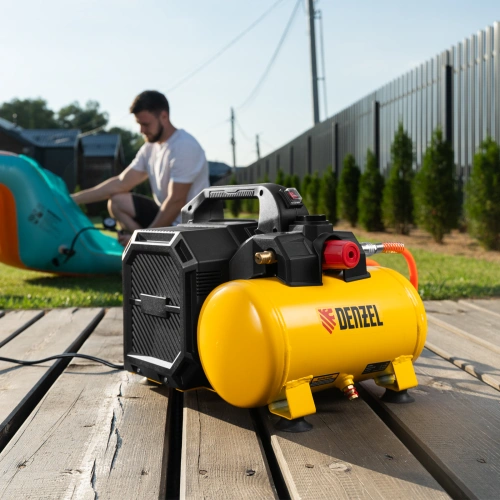 Компрессор  DLS750/6 безмасляный малошумный 750 Вт, 140 л/мин,ресивер 6 л Denzel по ценам производителя в Краснодаре с доставкой по всей России