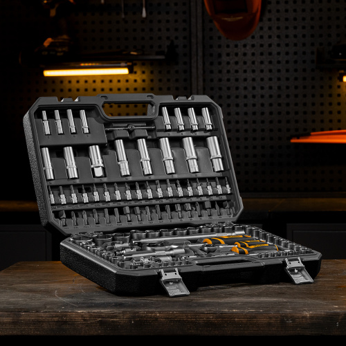 Набор инструментов, 1/2", 1/4", CrV, S2, пластиковый кейс, 109 предметов Denzel по ценам производителя в Краснодаре с доставкой по всей России