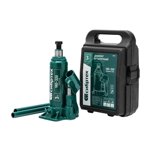 Домкрат гидравлический бутылочный, 3 т, 180-320 мм, в пласт. кейсе Сибртех по ценам производителя в Краснодаре с доставкой по всей России