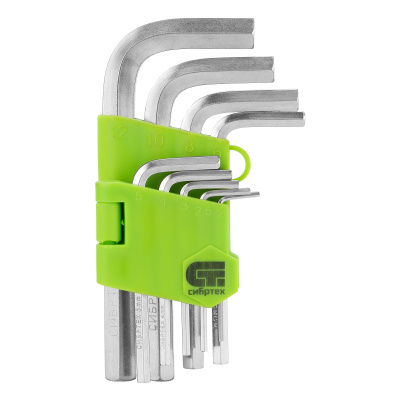 Набор ключей имбусовых HEX, 2-12 мм, 45x, закаленные, 9 шт, короткие, никель Сибртех по ценам производителя в Краснодаре с доставкой по всей России