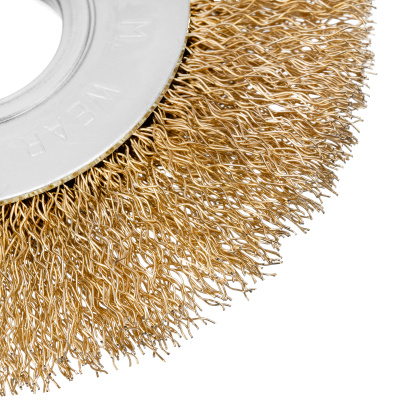 Щетка для УШМ, 100 мм, посадка 22.2 мм, плоская, латунированная витая проволока Matrix по ценам производителя в Краснодаре с доставкой по всей России