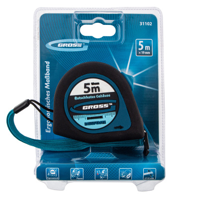 Рулетка "Ergonomisch",5 м x 19 мм,магнитный обрезиненный зацеп Gross по ценам производителя в Краснодаре с доставкой по всей России