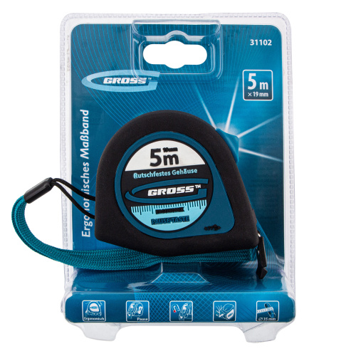 Рулетка "Ergonomisch",5 м x 19 мм,магнитный обрезиненный зацеп Gross по ценам производителя в Краснодаре с доставкой по всей России