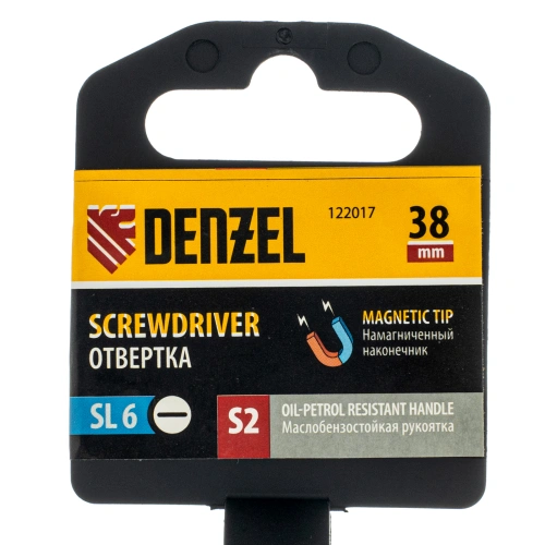 Отвертка, SL6x38 мм, S2, 3к рукоятка Denzel по ценам производителя в Краснодаре с доставкой по всей России