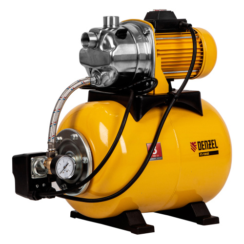 Насосная станция PS1000Х, 1000 Вт, 3500 л/ч, ресивер 24 л, подъем 44 м, нержавейка Denzel по ценам производителя в Краснодаре с доставкой по всей России