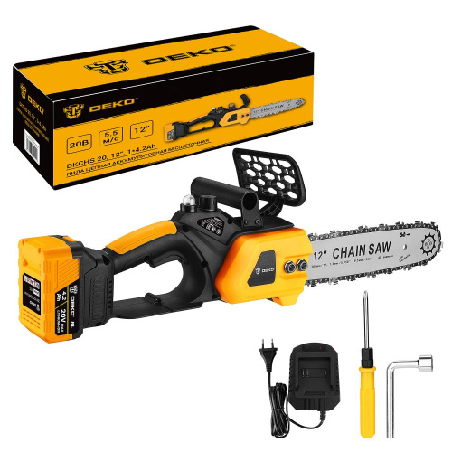 Пила цепная аккумуляторная бесщеточная DEKO DKCHS 20, 12", 20В, 1x4.2Ач, з/у по ценам производителя в Краснодаре с доставкой по всей России