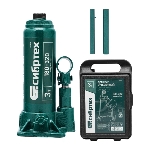 Домкрат гидравлический бутылочный, 3 т, 180-320 мм, в пласт. кейсе Сибртех по ценам производителя в Краснодаре с доставкой по всей России