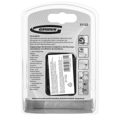 Рулетка "Doppelhaken",3 м x 16 мм,односторонний зацеп,Нейлон,двусторонняя шкала,автоматическая фиксация Gross по ценам производителя в Краснодаре с доставкой по всей России