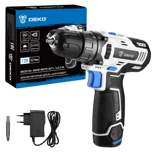 Аккумуляторная дрель-шуруповерт DEKO DKCD12V SNOW WHITE SET1, 1х2.0 Ач по ценам производителя в Краснодаре с доставкой по всей России