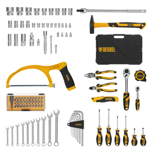 Набор инструментов, 1/2", 1/4", CrV, S2, пластиковый кейс, 100 предметов Denzel по ценам производителя в Краснодаре с доставкой по всей России