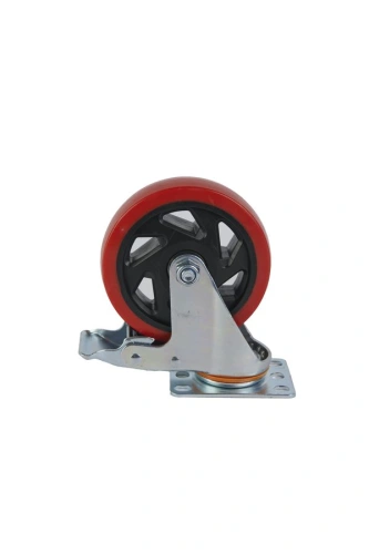 Колесо поворотное усиленное полиуретан SCBM 55 125 мм с тормозом по ценам производителя в Краснодаре с доставкой по всей России