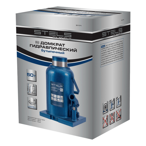 Домкрат гидравлический бутылочный, 50 т, h подъема 280-450 мм Stels купить в Москве с доставкой по всей России | ProtosMarket.ru