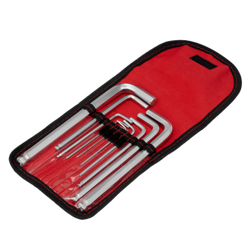 Набор ключей имбусовых HEX, 1.5-12 мм, CrV, 10 шт, удлиненных, шарообразный наконечник, с сатинированным покрытием, чехол Matrix по ценам производителя в Краснодаре с доставкой по всей России