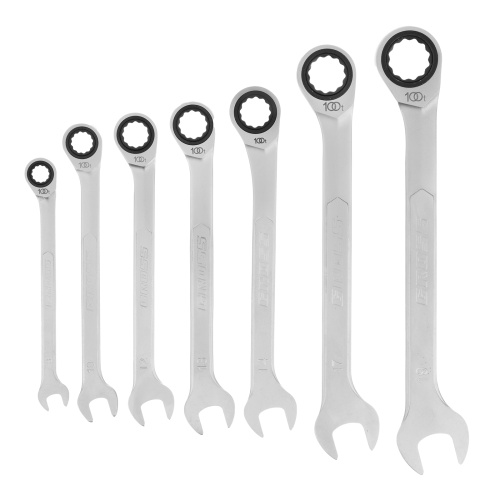 Набор ключей комбинированных трещоточных, количество зубьев 100, СRV, 7 шт, 8-19 мм Gross по ценам производителя в Краснодаре с доставкой по всей России