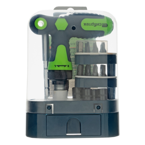 Отвертка Т-образная реверсивная с набором бит, торцевых головок, 33 предмета, CrV Сибртех по ценам производителя в Краснодаре с доставкой по всей России