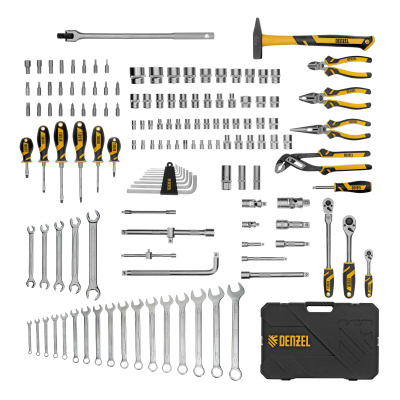 Набор инструментов, 1/2", 1/4", 3/8", CrV, S2, пластиковый кейс, 144 предмета Denzel по ценам производителя в Краснодаре с доставкой по всей России