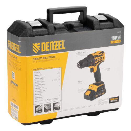 Дрель-шуруповерт аккумуляторная, бесщет. BLDL-18-02 Li-Ion, 18 В Denzel по ценам производителя в Краснодаре с доставкой по всей России
