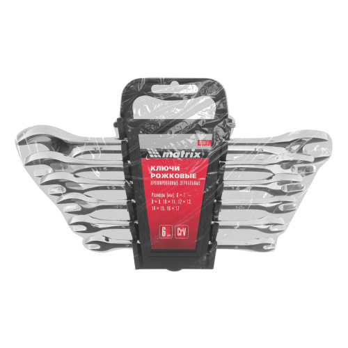 Набор ключей рожковых 6 шт, 6-17 мм, CrV, Elliptical, зеркальное хромирование Matrix по ценам производителя в Краснодаре с доставкой по всей России