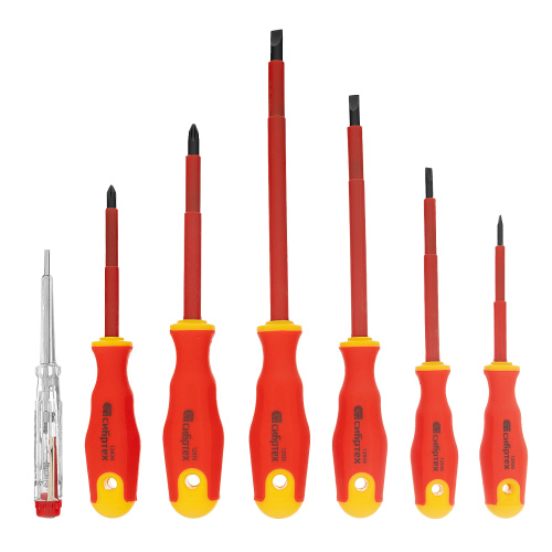 Набор отверток диэлектрических до 1000 В, 7 шт, тестер, CrV, двухкомпонентные рукоятки Сибртех по ценам производителя в Краснодаре с доставкой по всей России