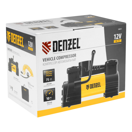 Компрессор автомобильный AC-75, 12 В, 10 атм., 75 л/мин, LED Denzel по ценам производителя в Краснодаре с доставкой по всей России