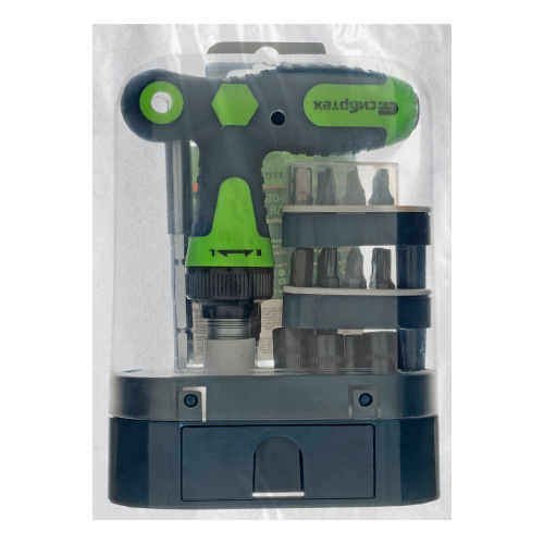 Отвертка Т-образная реверсивная с набором бит, торцевых головок, 33 предмета, CrV Сибртех по ценам производителя в Краснодаре с доставкой по всей России