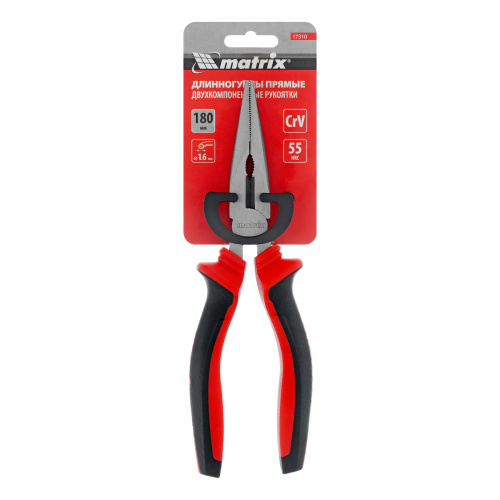 Длинногубцы прямые, 180 мм, хром-ванадий, двухкомпонентные рукоятки Matrix по ценам производителя в Краснодаре с доставкой по всей России
