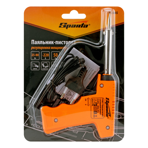 Паяльник-пистолет с регулировкой мощности 25-80 Вт, 220 В Sparta по ценам производителя в Краснодаре с доставкой по всей России