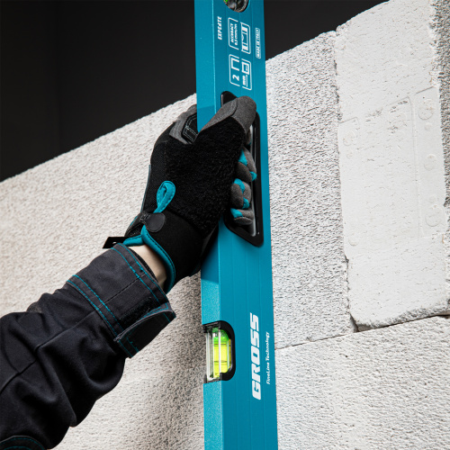 Уровень алюминиевый, 800 мм, усиленный с ударопрочными заглушками, рукоятки, 3 глазка Gross по ценам производителя в Краснодаре с доставкой по всей России