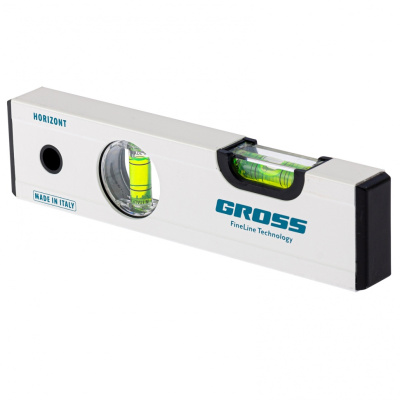 Уровень алюминиевый, 200 мм, фрезерованный, 2 глазка, магнитный Gross по ценам производителя в Краснодаре с доставкой по всей России