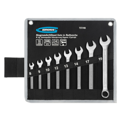 Набор ключей комбинированных 8-19 мм, 8 шт, CrV, холодный штамп Gross по ценам производителя в Краснодаре с доставкой по всей России