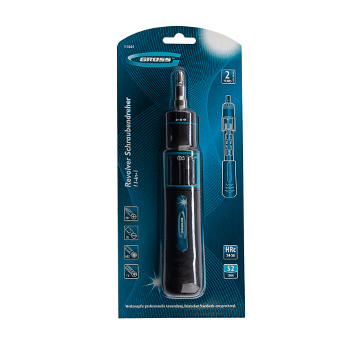 Отвертка реверсивная с револьверным механизмом, 11 шт, сталь S2 Gross по ценам производителя в Краснодаре с доставкой по всей России