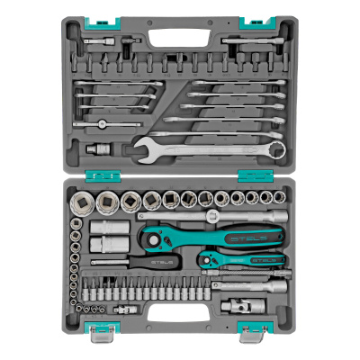 Набор инструментов 1/2", 1/4", CrV, 12 гранные головки, пластиковый кейс, 82 предмета Stels по ценам производителя в Краснодаре с доставкой по всей России