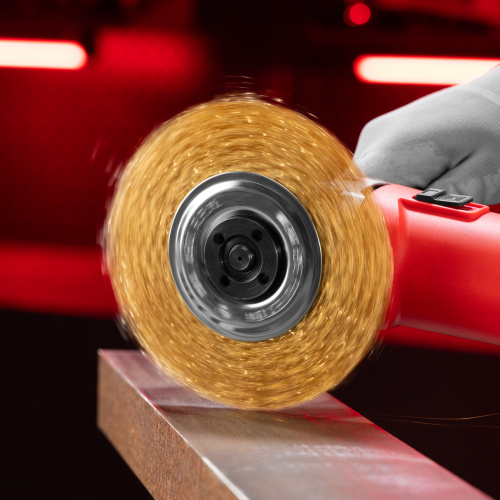 Щетка для УШМ, 150 мм, посадка 22.2 мм, плоская, латунированная витая проволока Matrix по ценам производителя в Краснодаре с доставкой по всей России