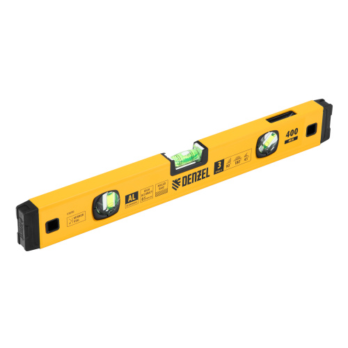 Уровень алюминиевый, магнит., фрезерованный, 3 глазка (1 зеркал.) 0,5 мм/м, 400 мм Denzel по ценам производителя в Краснодаре с доставкой по всей России