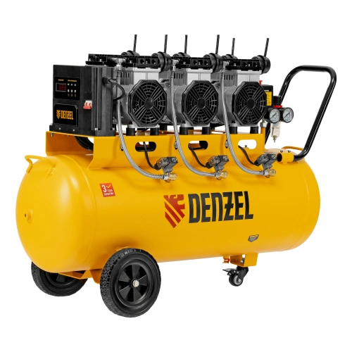 Компрессор безмасляный, малошумный DLS 3300/100, 3300 Вт,3x1100, 100 л, 570 л/мин ,блок управления Denzel по ценам производителя в Краснодаре с доставкой по всей России