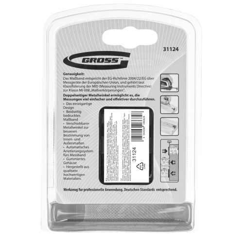Рулетка "Doppelhaken",5 м x 25 мм,двухсторонний зацеп,Нейлон,двусторонняя шкала,автоматическая фиксация Gross по ценам производителя в Краснодаре с доставкой по всей России