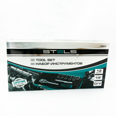 Набор торцевых головок, 1/2, головки 10 - 24 мм, с трещоточным ключом, 12 предметов Stels по ценам производителя в Краснодаре с доставкой по всей России