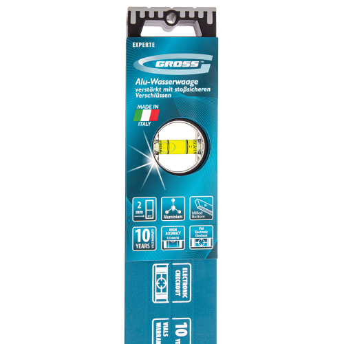 Уровень алюминиевый, 1200 мм, усиленный с ударопрочными заглушками, рукоятки, 3 глазка Gross по ценам производителя в Краснодаре с доставкой по всей России