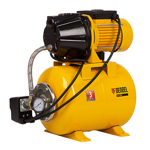 Насосная станция PS1100С, 1100 Вт, 4500 л/ч, ресивер 24 л, подъем 46 м, чугун Denzel по ценам производителя в Краснодаре с доставкой по всей России