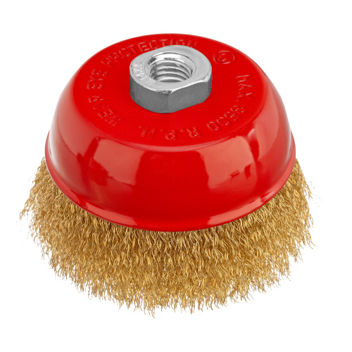 Щетка для УШМ, 100 мм, М14, "чашка", латунированная витая проволока Matrix по ценам производителя в Краснодаре с доставкой по всей России