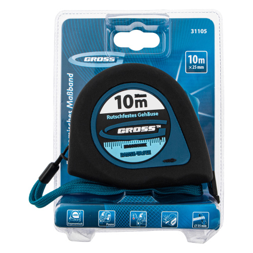 Рулетка "Ergonomisch",10 м x 25 мм,магнитный обрезиненный зацеп Gross по ценам производителя в Краснодаре с доставкой по всей России
