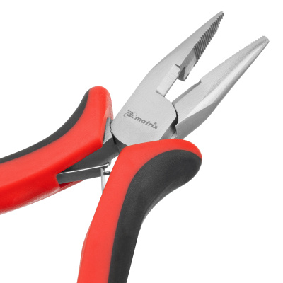 Длинногубцы прямые Mini, 130 мм, никелированные, авторазжим, двухкомпонентные рукоятки Matrix по ценам производителя в Краснодаре с доставкой по всей России